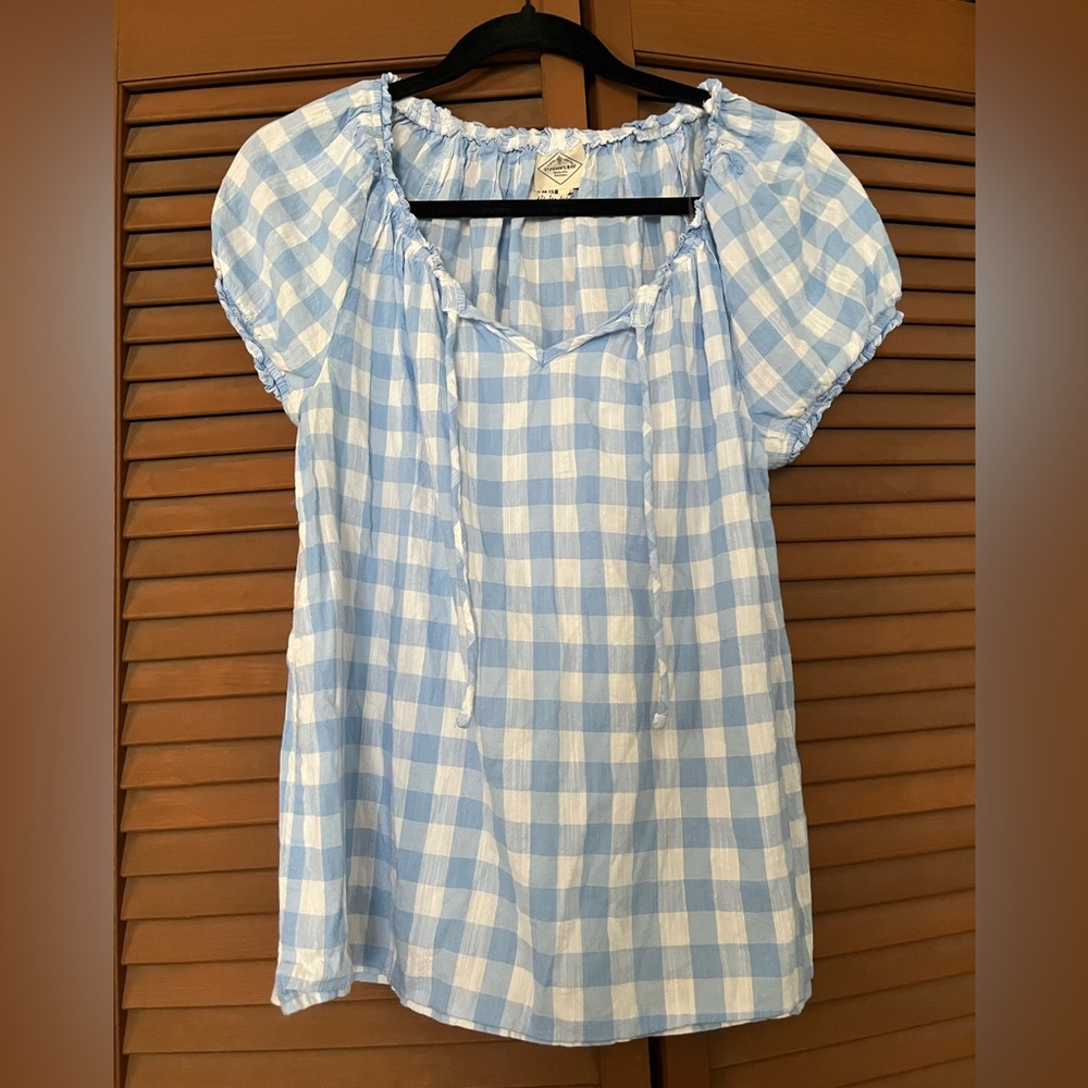 St. John's Bay Blue Checkered Top